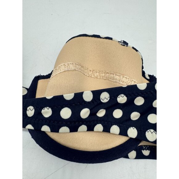 J.Crew Womens Strapless Bikini Top Swimwear Size 3B Navy Cream Polka Dot Padded - Picture 8 of 9